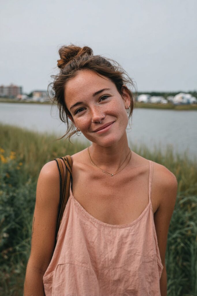 Summer camp hairstyles low bun