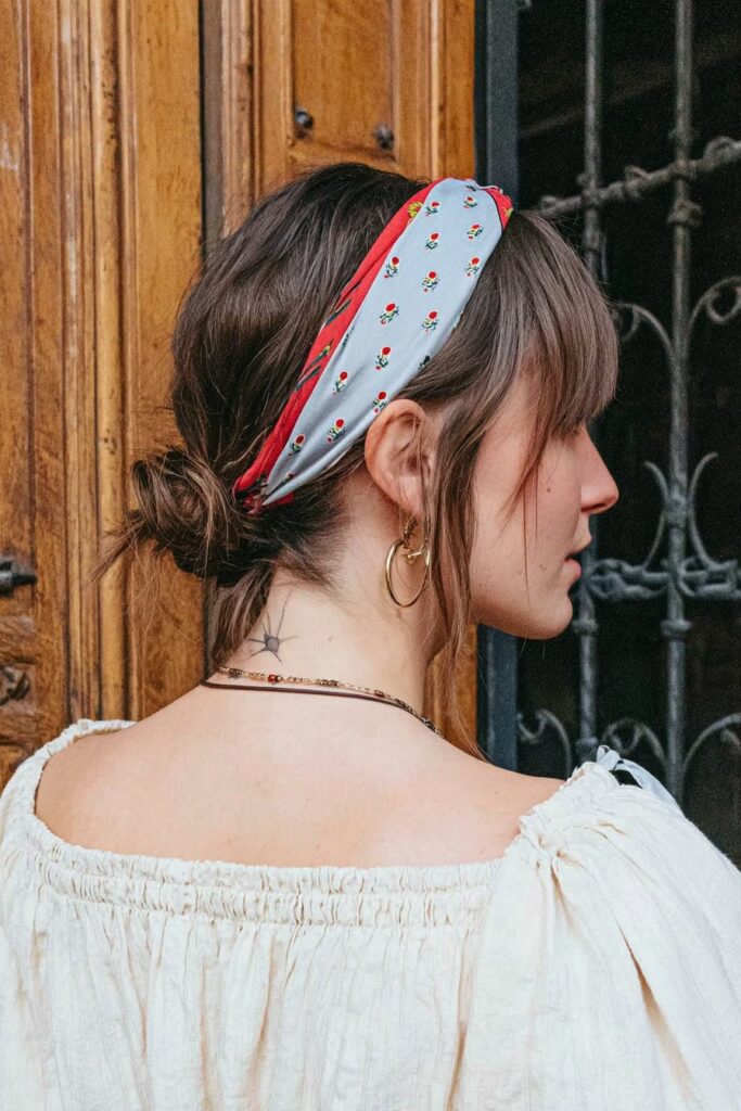 15 Elegant Bandana Hairstyles for Work to Try 5 Bandana hairstyles for work low chignon