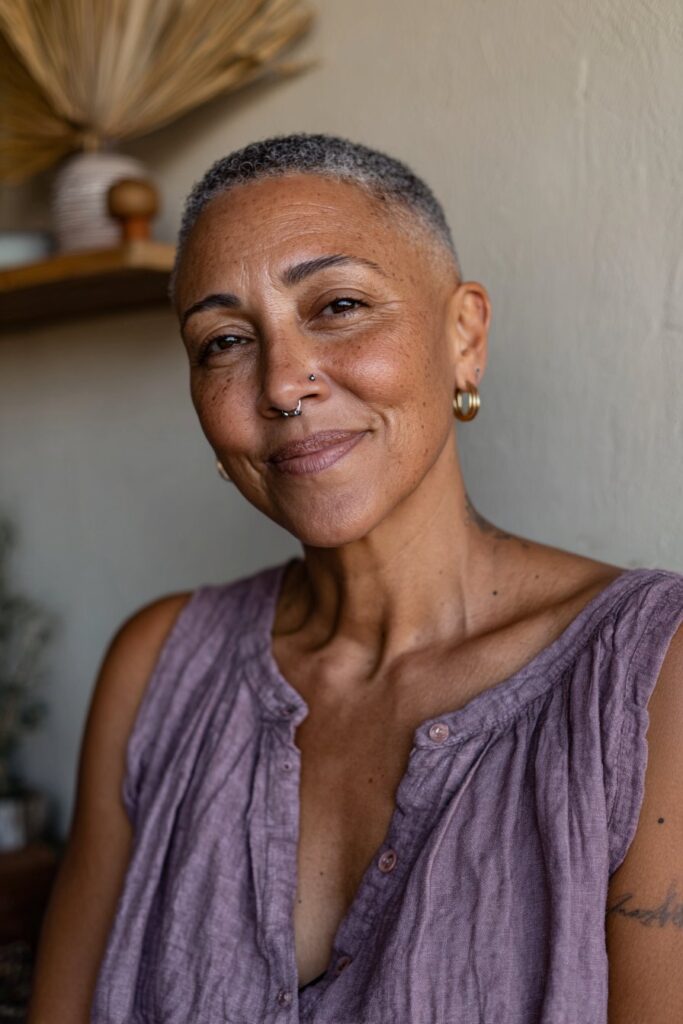 Low fade haircut for Black women over 50 with a sleek and contemporary finish