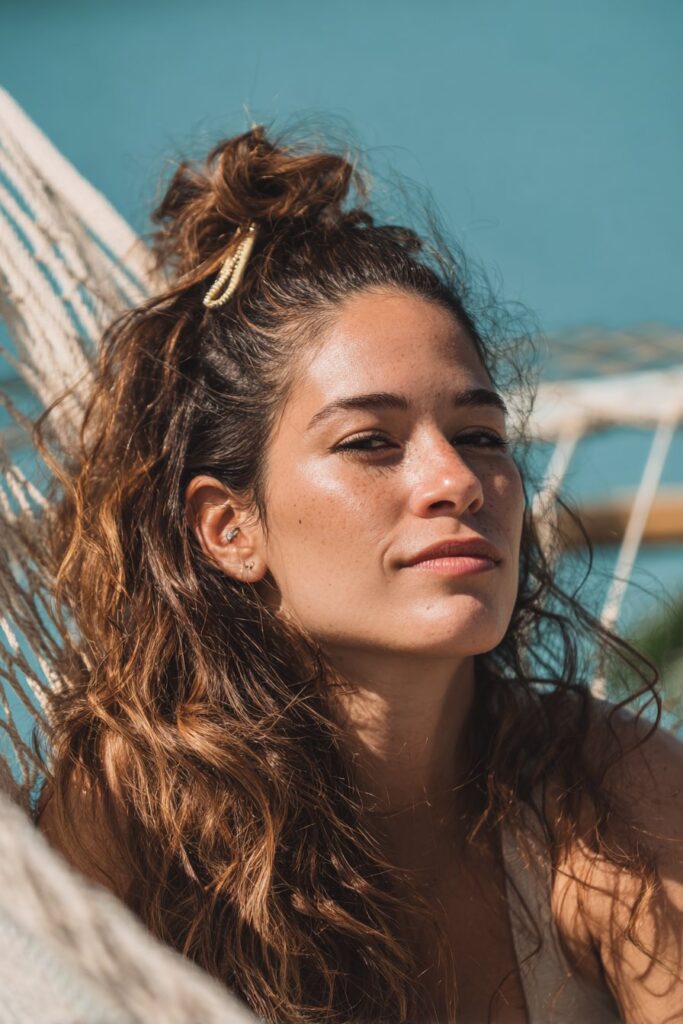 Lake hairstyles beach waves with clip