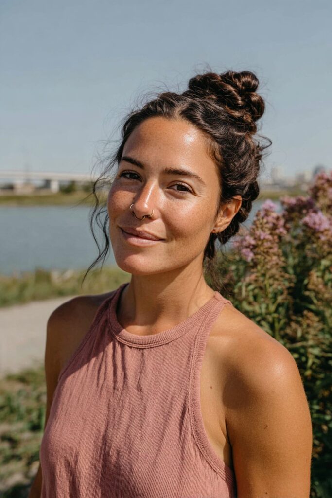 Lake hairstyles for long hair messy braided bun
