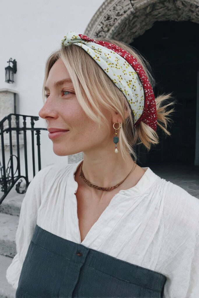 Bandana hairstyles for short hair messy bun