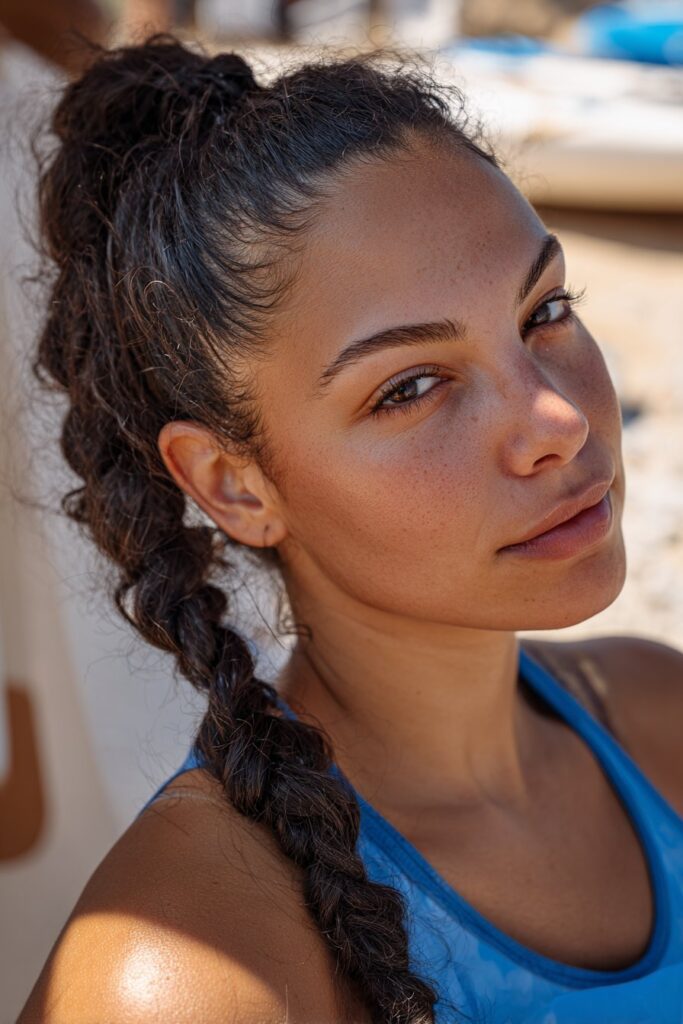 Lake hairstyles rope braid ponytail