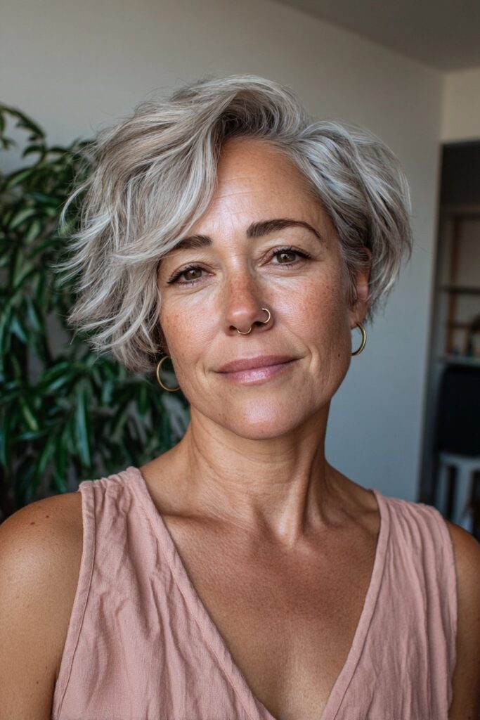 Shaggy pixie cut for women over 50