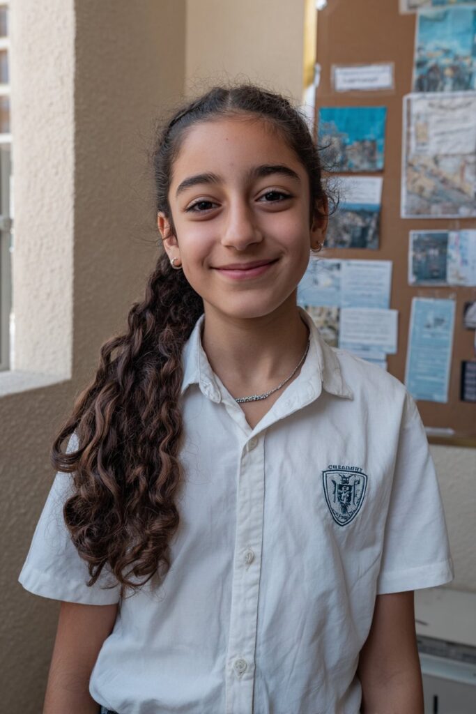 Side swept hairstyle for school with soft layers framing the face