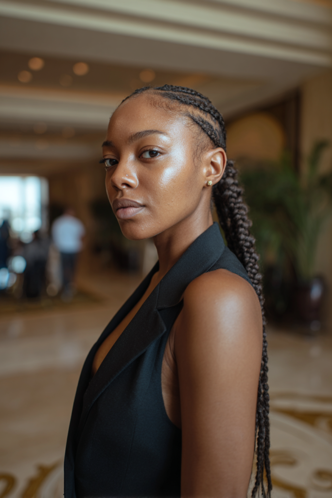 Swoop braided ponytail low side swoop