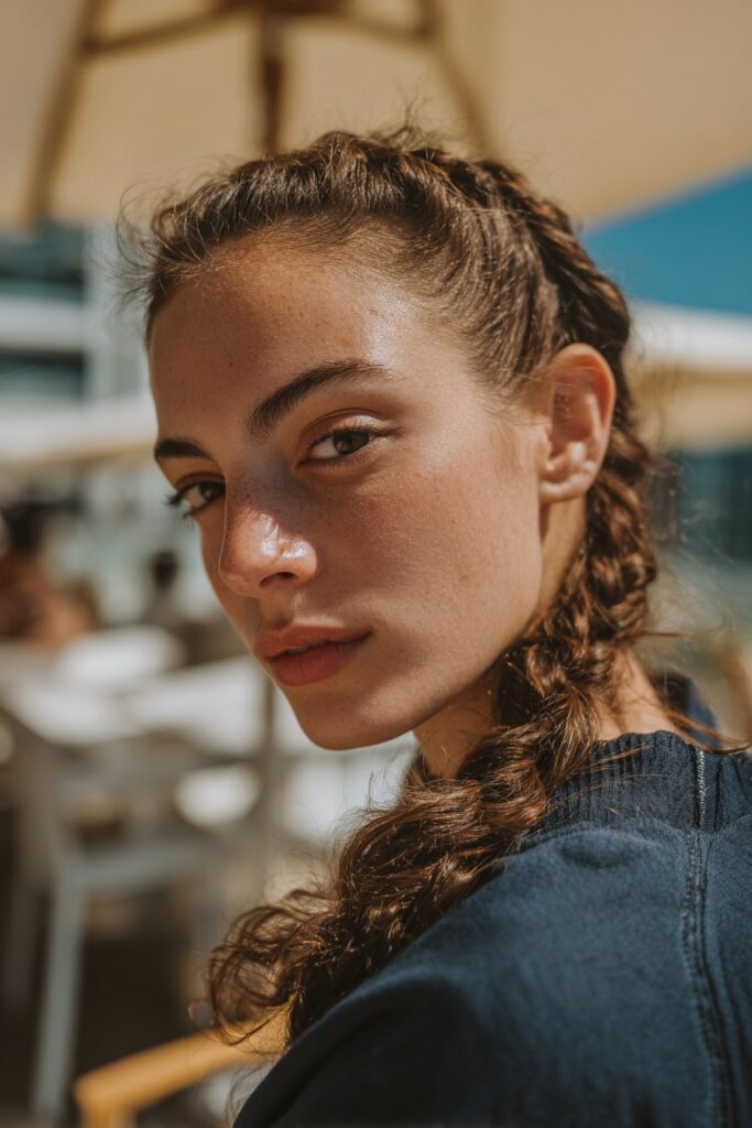 Pool party hairstyles ponytail with braid