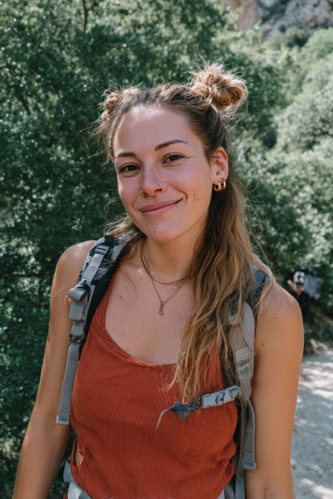 Summer camp hairstyles space buns
