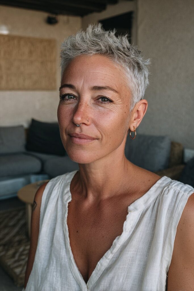 Spiky pixie cut for women over 50