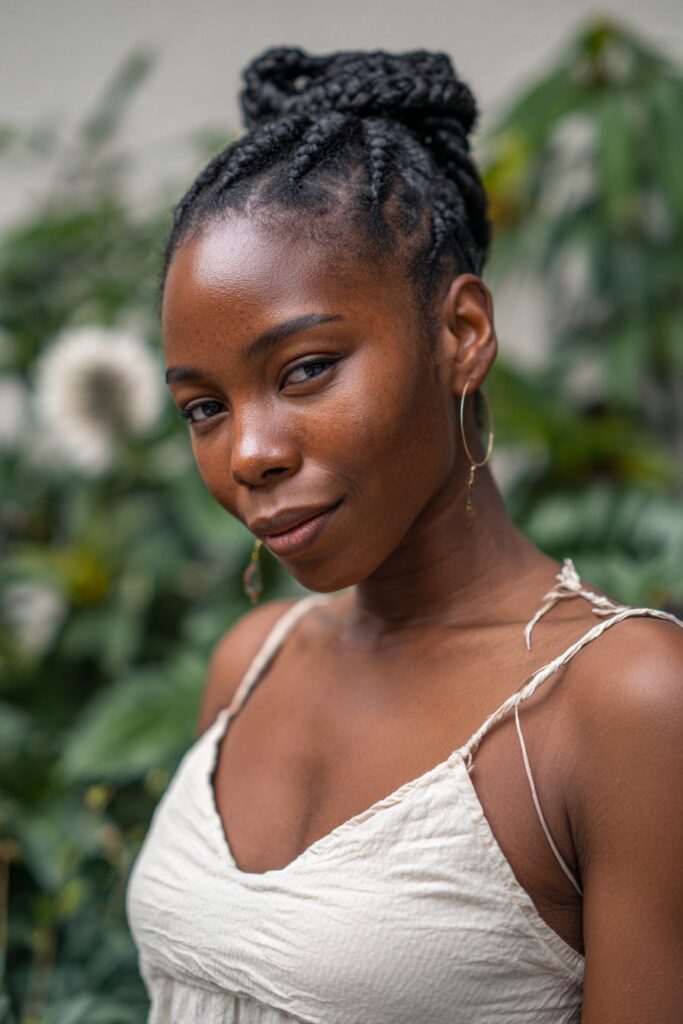 Swoop braided ponytail short natural hair