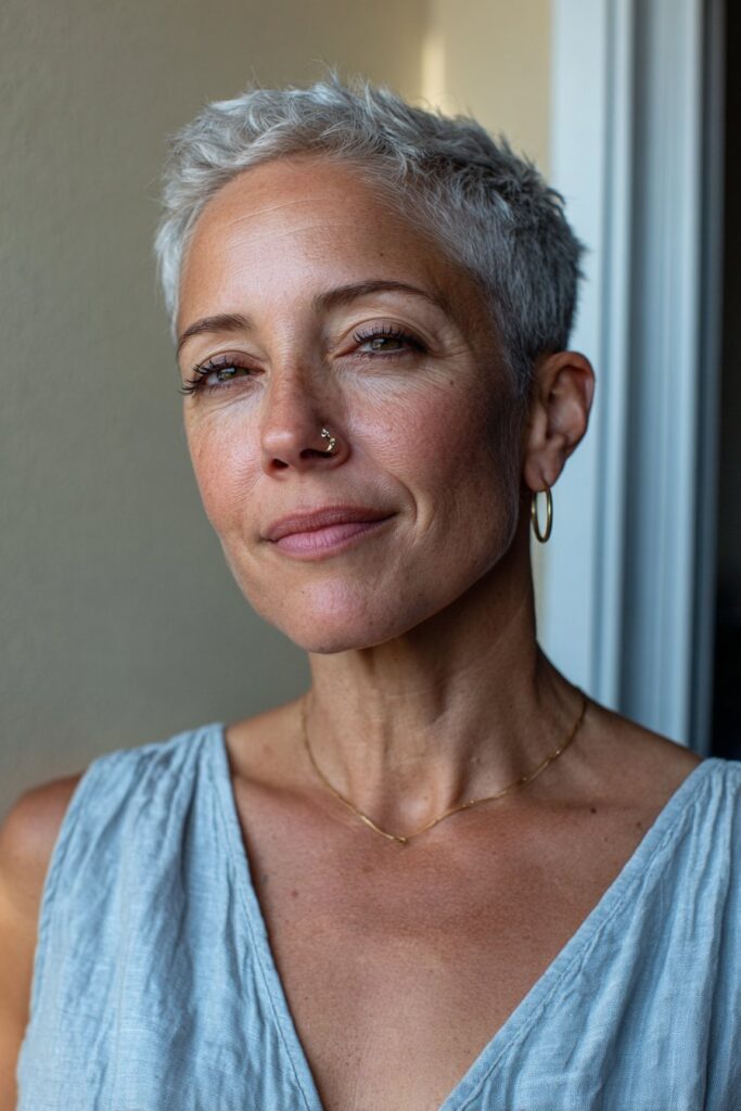 Textured pixie haircut for women over 50