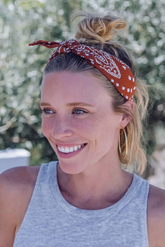 Bandana hairstyles for short hair top knot