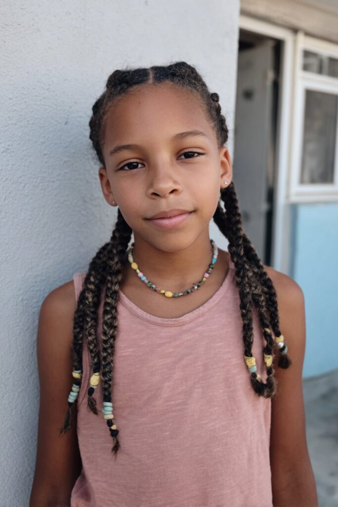 Back to school cornrows triangle box braids