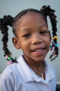 Two Braided Ponytails with Beads for Little Girls