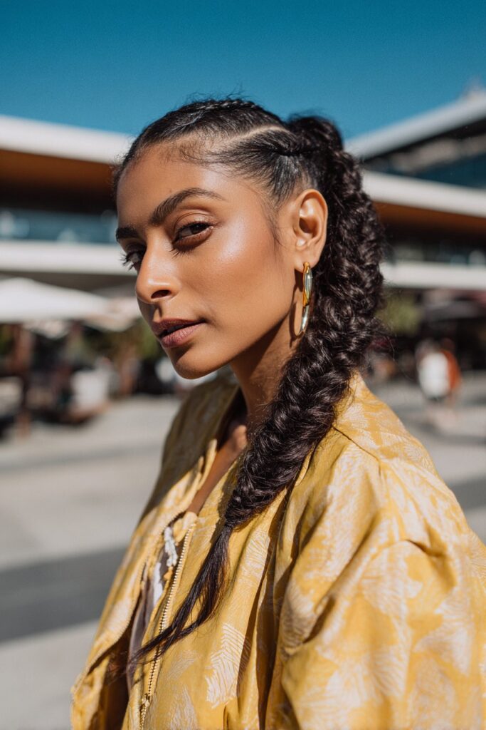 Braided ponytail hairstyles zigzag braid