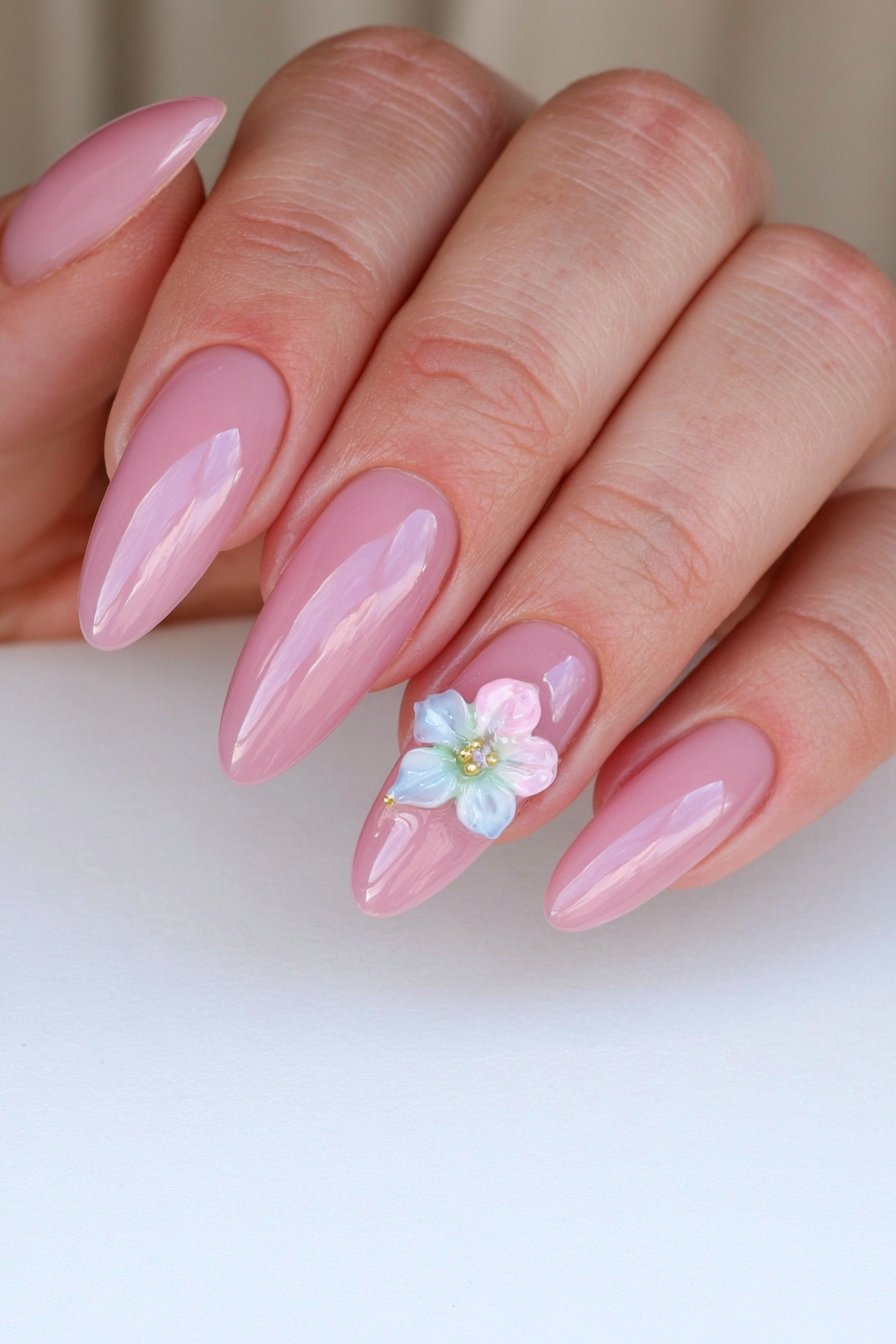 3D Floral Feature Nail