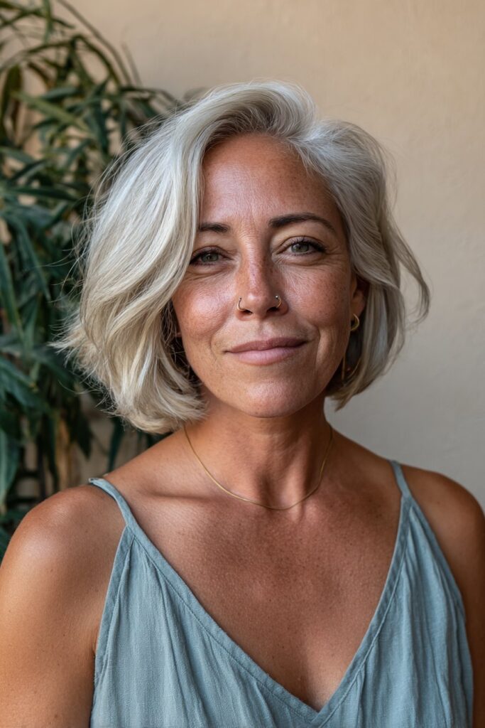 15 Flattering Layered Hairstyles for Women Over 50 9 A-line bob for women over 50