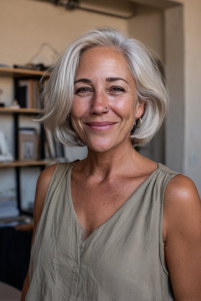15 Layered Bob Hairstyles for Over 60 (That Add Volume) 3 Angled layered bob for women over 60