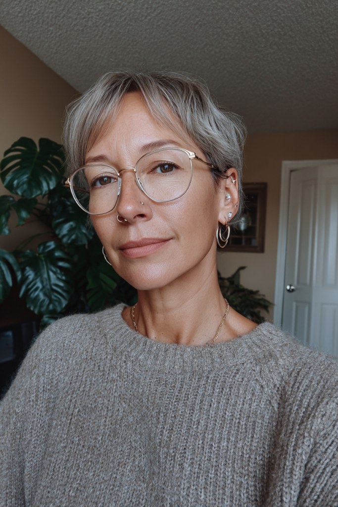 25 Short Hairstyles for Women Over 50 With Glasses 16 Asymmetrical bangs with glasses over 50