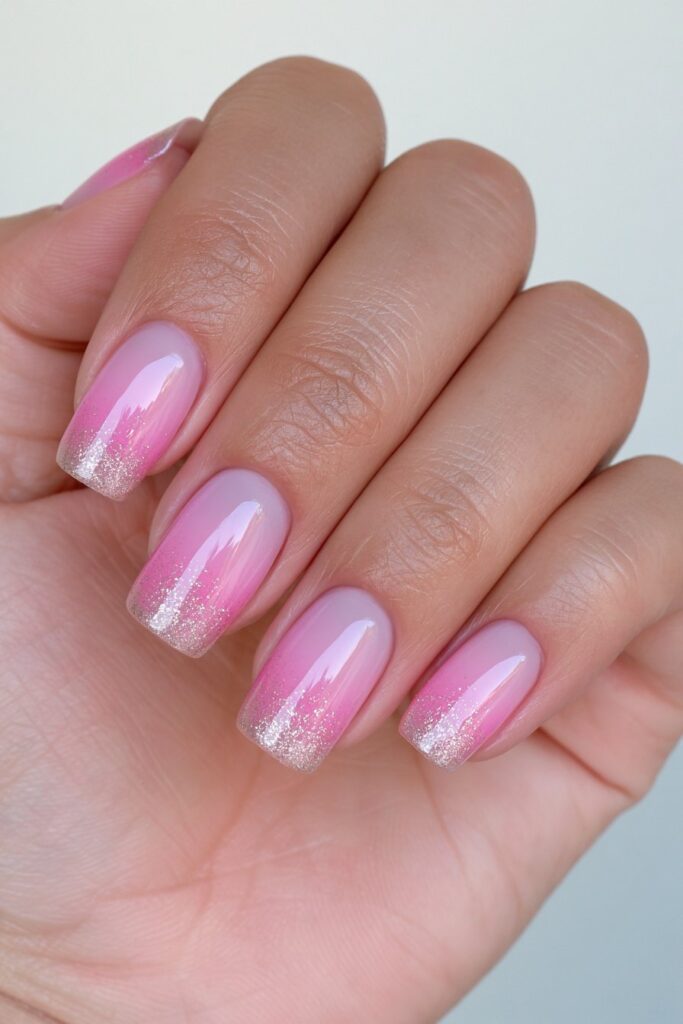 Baby pink ombré with gold glyphs