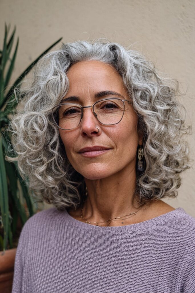 25 Stunning Medium Length Hairstyles for Women Over 50 15 Curly layered cut below shoulders