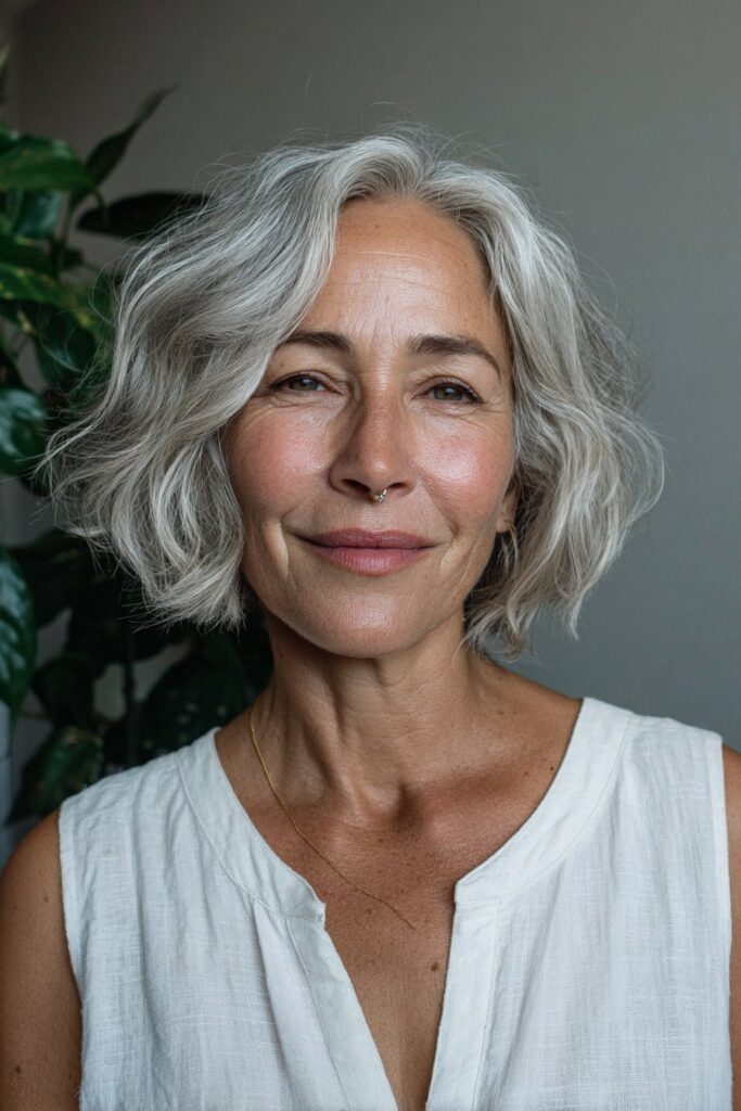 Grey bixie haircut for women over 50