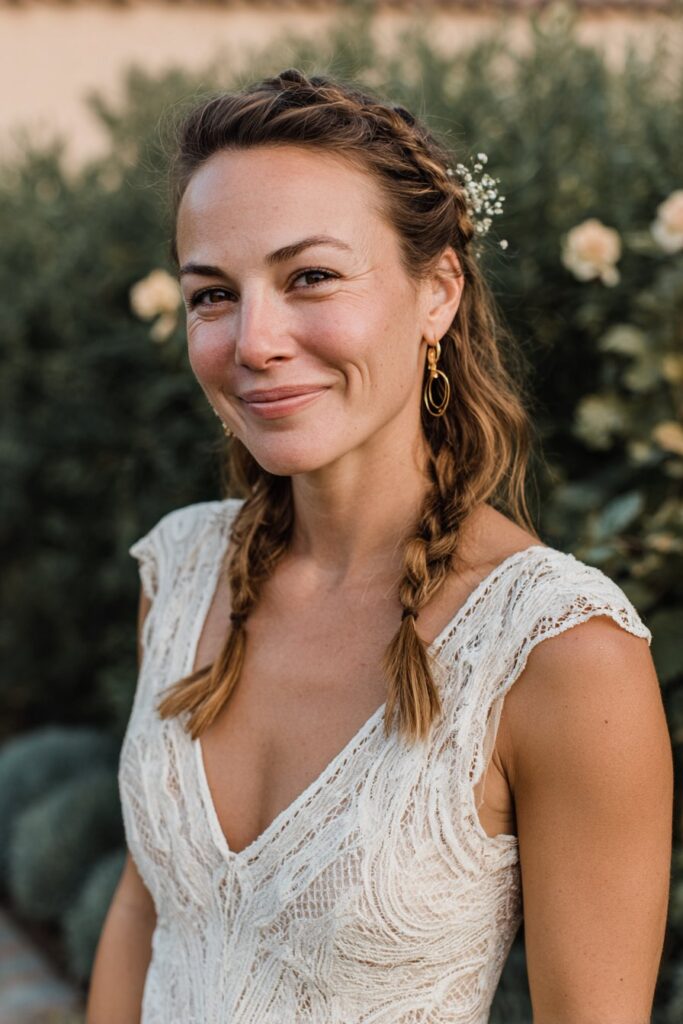 25 Beautiful Bubble Ponytail Hairstyles for Wedding 6 Boho bubble ponytail with flowers