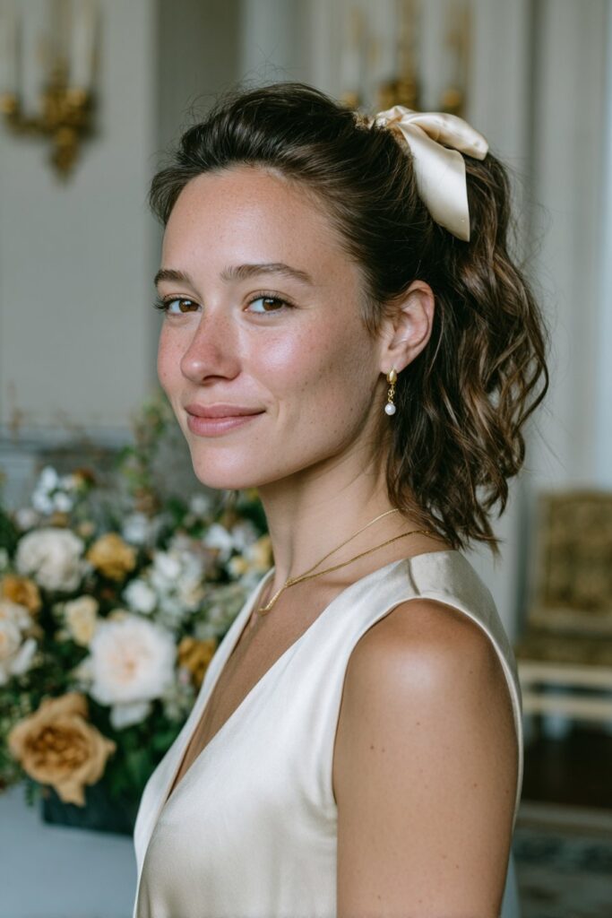 25 Beautiful Bubble Ponytail Hairstyles for Wedding 26 Bubble ponytail with bow accent