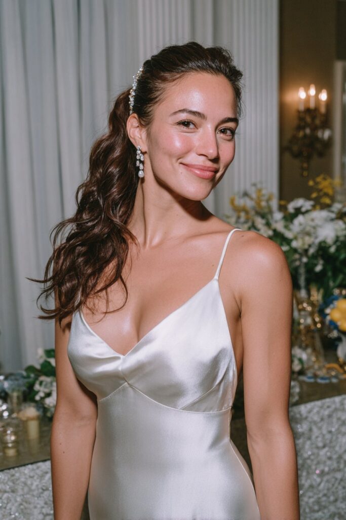25 Beautiful Bubble Ponytail Hairstyles for Wedding 24 Bubble ponytail with crystal elastics