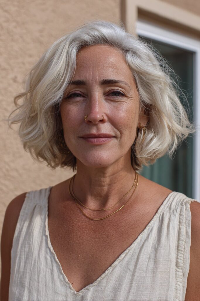 15 Layered Bob Hairstyles for Over 60 (That Add Volume) 2 Chin-length layered bob for women over 60