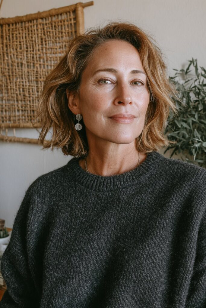 25 Layered Lob Hairstyles for Women Over 50 That Add Volume 10 Choppy layered lob for women over 50
