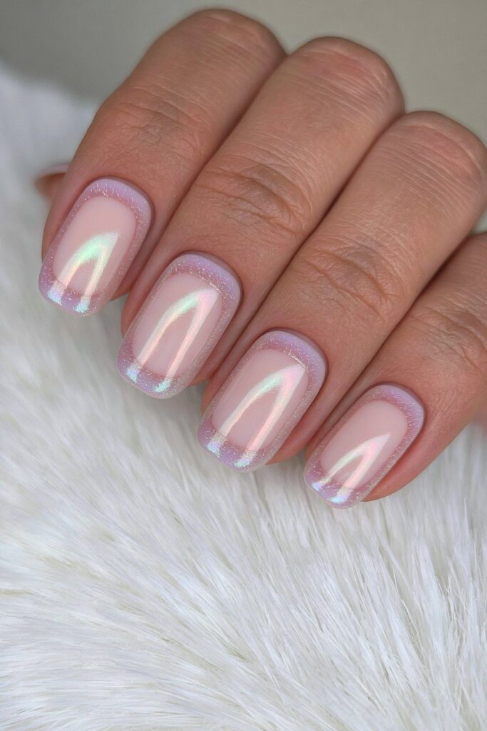 Chrome glazed short August nails