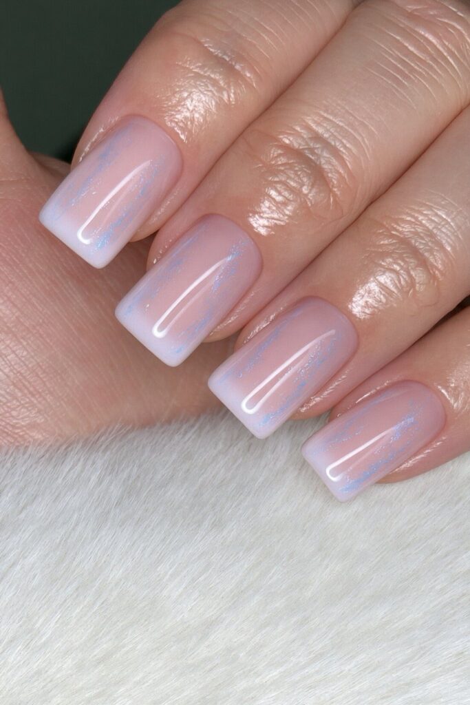 White nails with silver foil