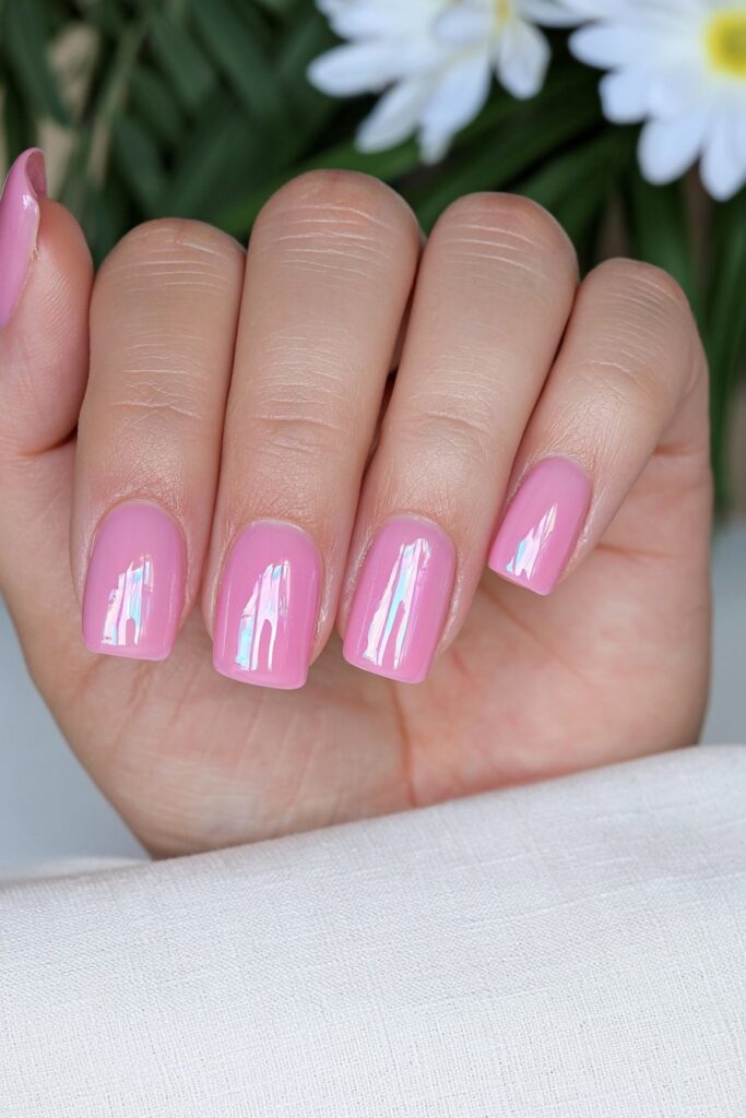 Coral glazed jelly nails