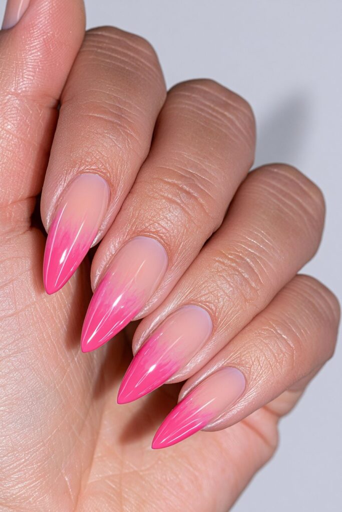 Coral pink sunset blend nails