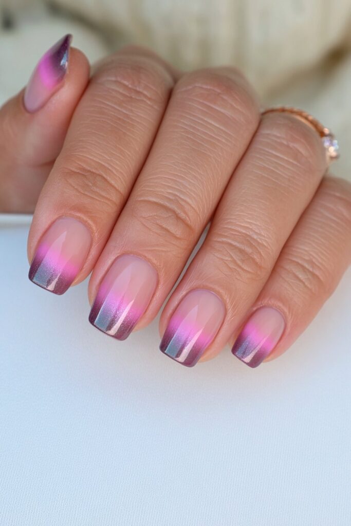 Deep plum velvet cat-eye nails