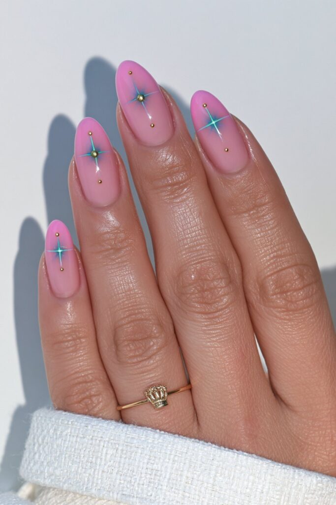 Dusty rose constellation nails