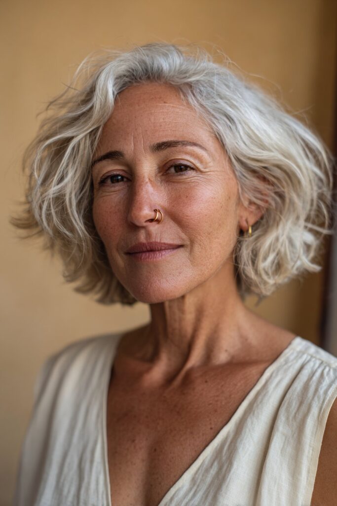 15 Flattering Layered Hairstyles for Women Over 50 2 Feathered bob for women over 50