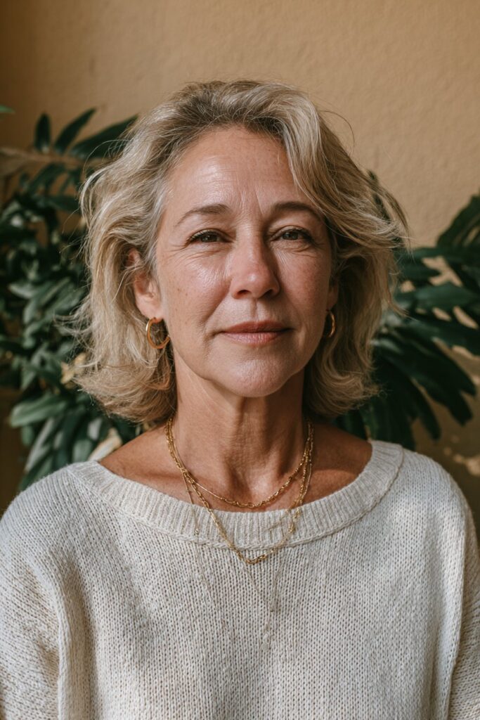 25 Layered Lob Hairstyles for Women Over 50 That Add Volume 2 Feathered layered lob for women over 50