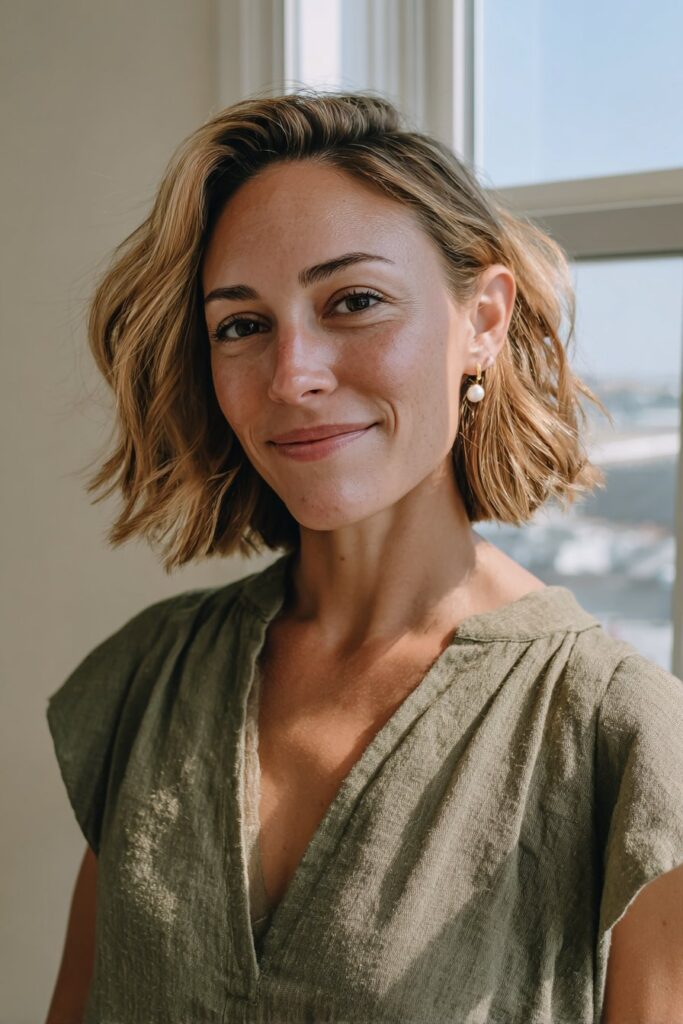 25 Medium Length Wispy Haircuts for Soft Effortless Movement 3 Feathered layers with wispy ends