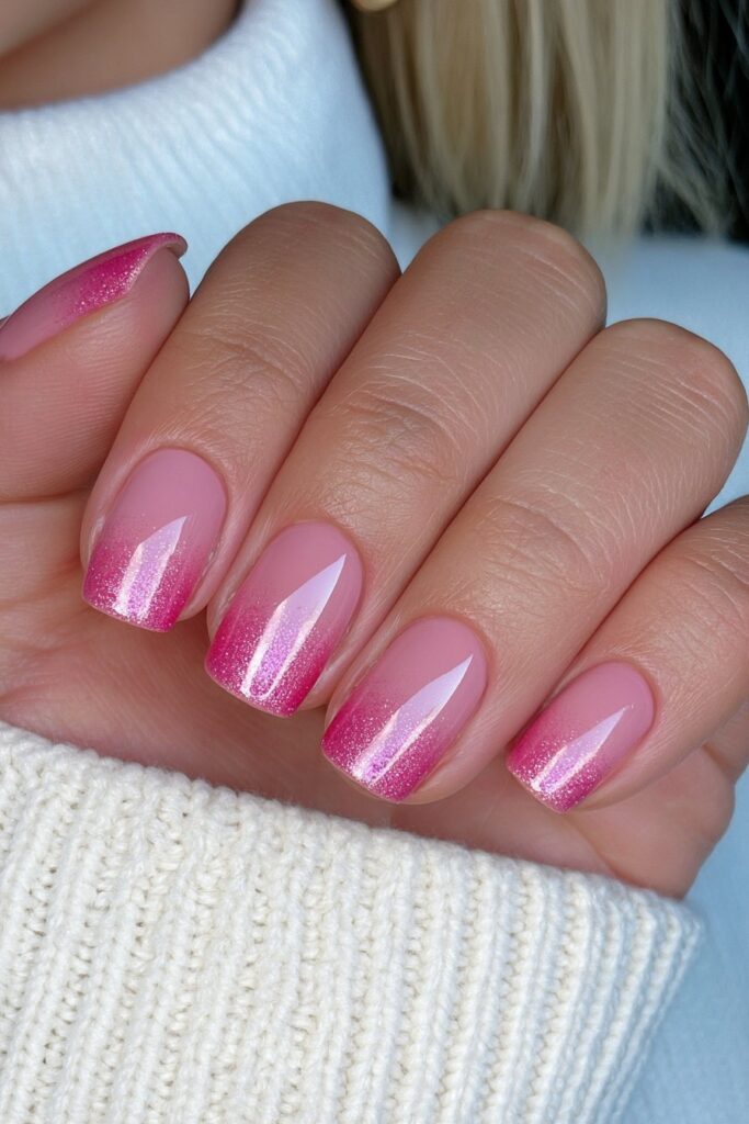 Glossy tan nude nails