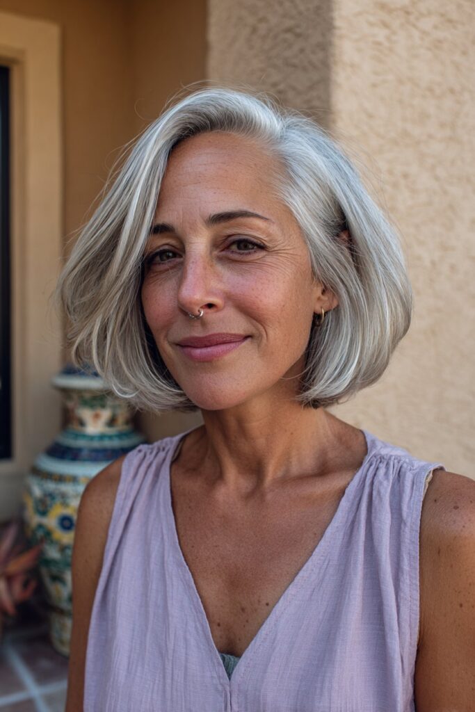 15 Flattering Layered Hairstyles for Women Over 50 6 Graduated bob for women over 50