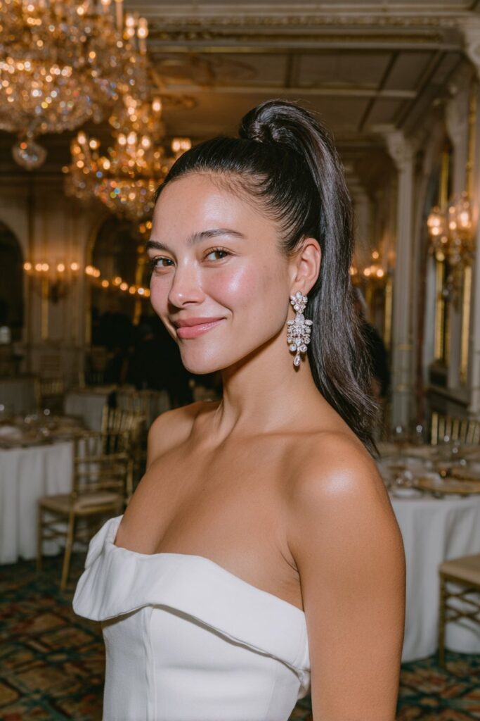 25 Beautiful Bubble Ponytail Hairstyles for Wedding 13 High glam bubble ponytail hairstyle