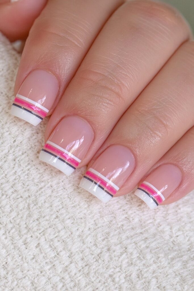Horizontal stripe French tips