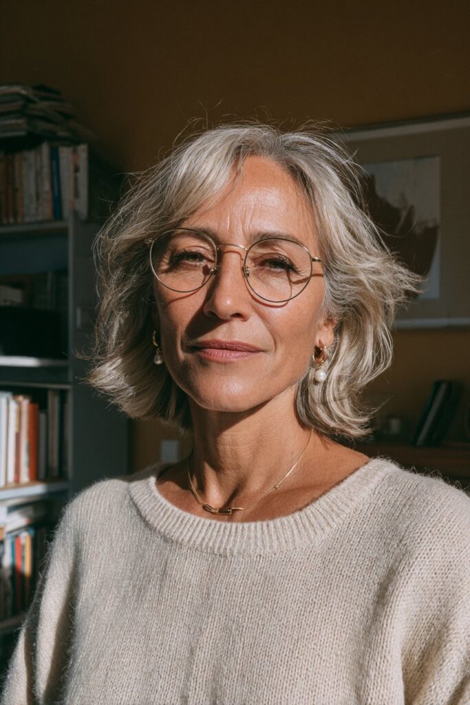 25 Short Hairstyles for Women Over 50 That Look Fresh 14 Jaw-length feathery bob over 50