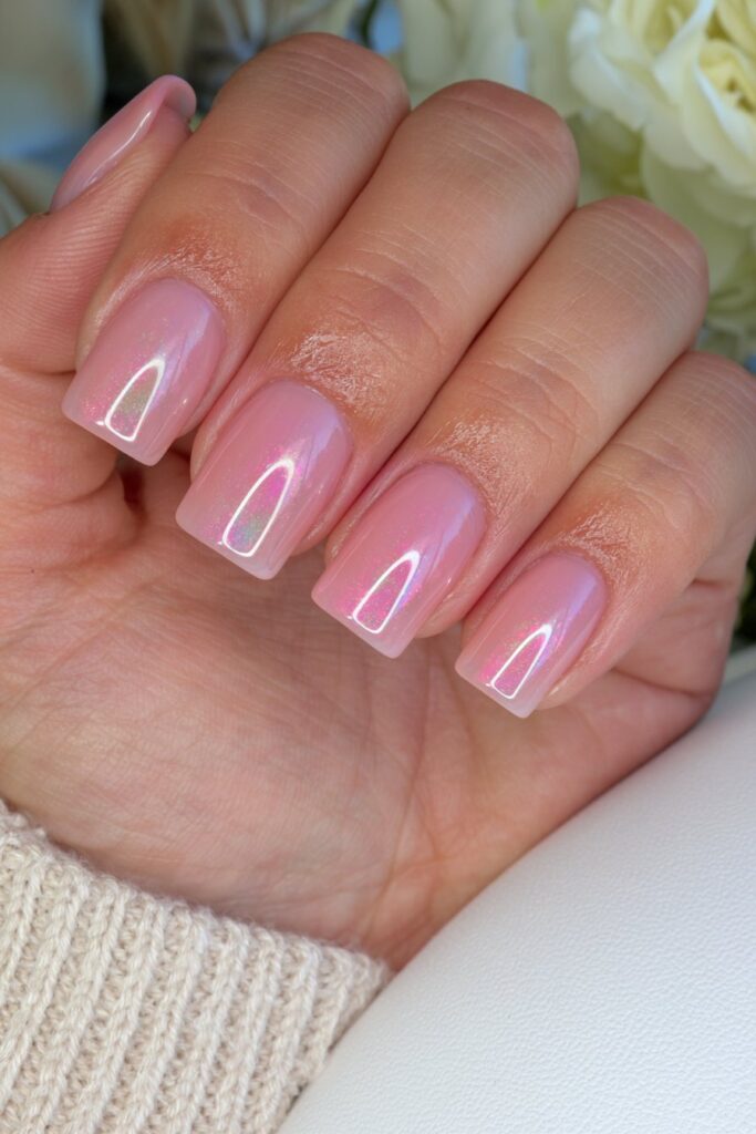 Jelly peach short nails