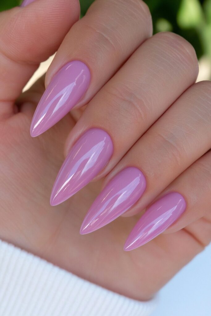 Lavender haze almond nails
