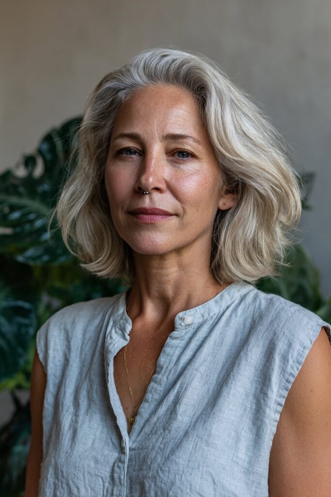 15 Flattering Layered Hairstyles for Women Over 50 1 Layered lob for women over 50