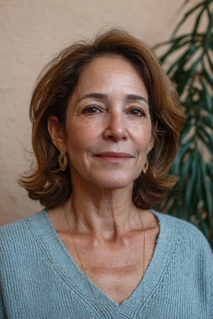25 Layered Lob Hairstyles for Women Over 50 That Add Volume 24 Layered lob with subtle highlights