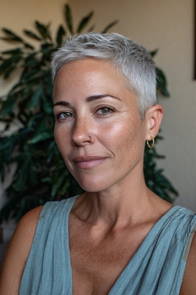 12 Undercut Edgy Choppy Pixie Cuts for Women Over 50 (Bold & Fierce) 7 Layered undercut pixie for women over 50
